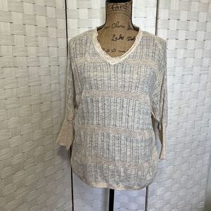 Nine West Vintage America Oversized Knit Sweater Striped Dolman Sleeve PXL‎